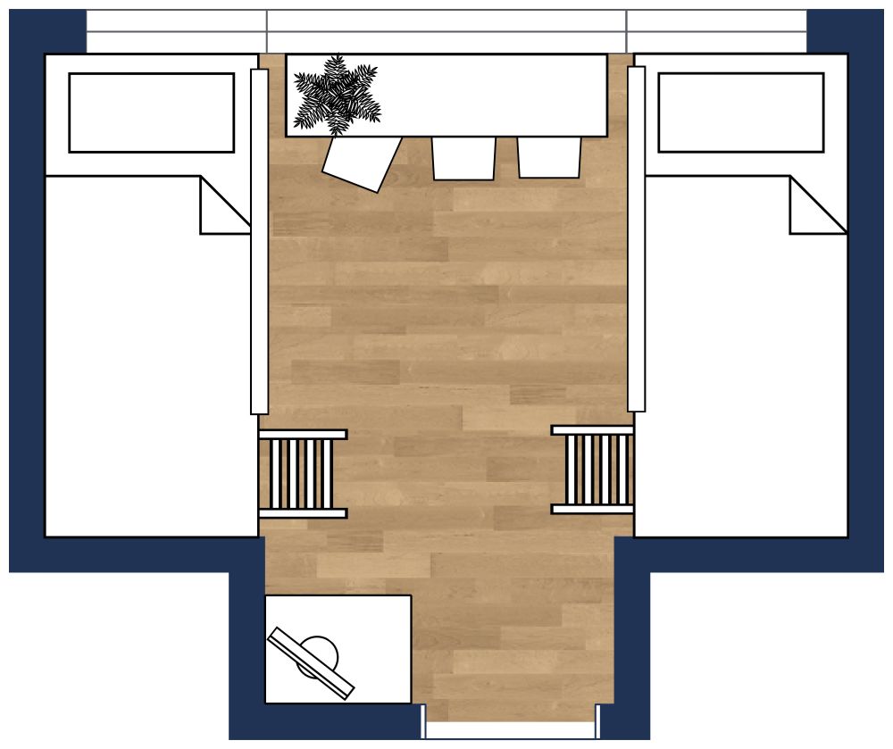 Guest Bedroom with Bunk Beds 2D Floor Plan
