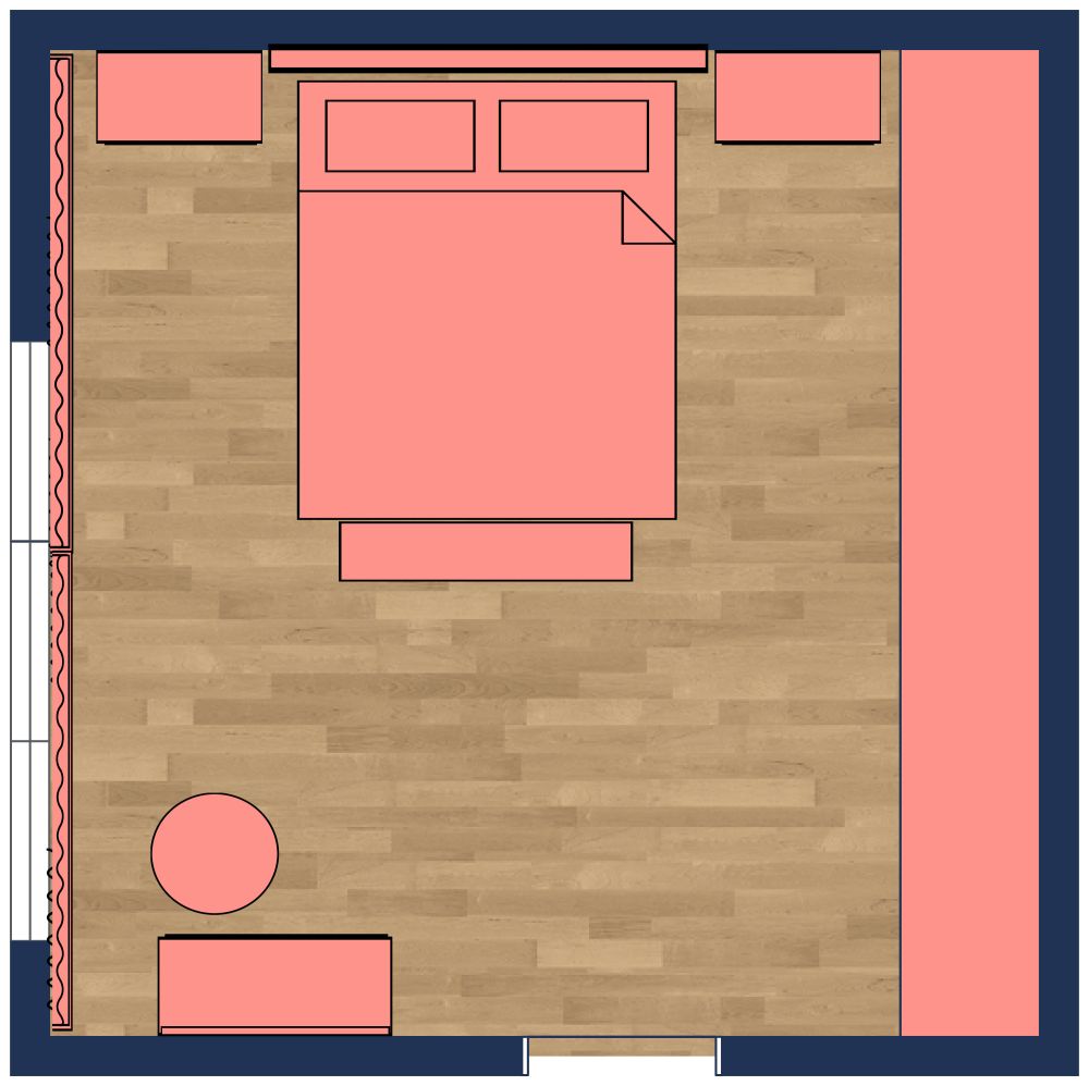 Preppy Aesthetic Bedroom 2D Floor Plan