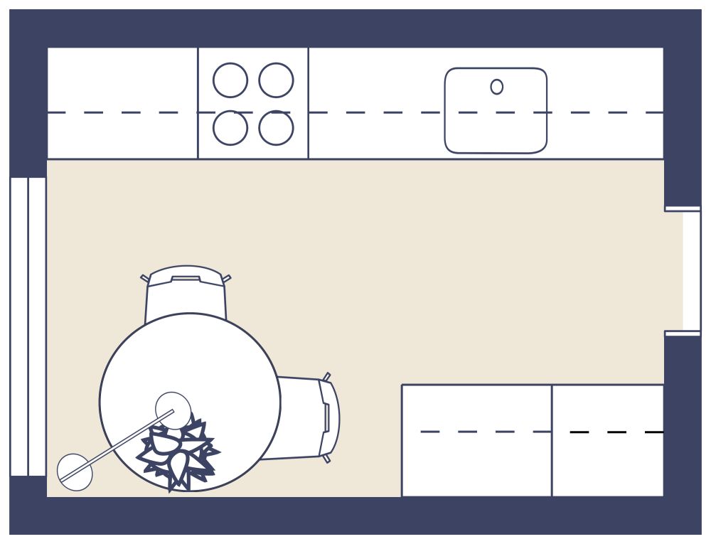 Small Galley Kitchen 2D Layout