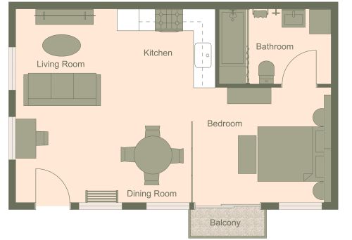 Studio Apartment 500 sq ft