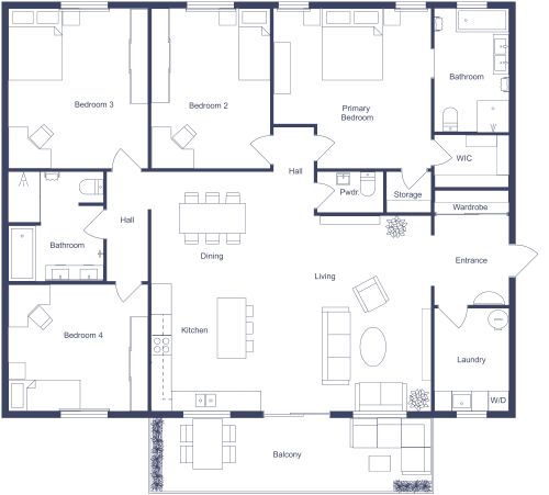 4 Bedroom Apartment Plan
