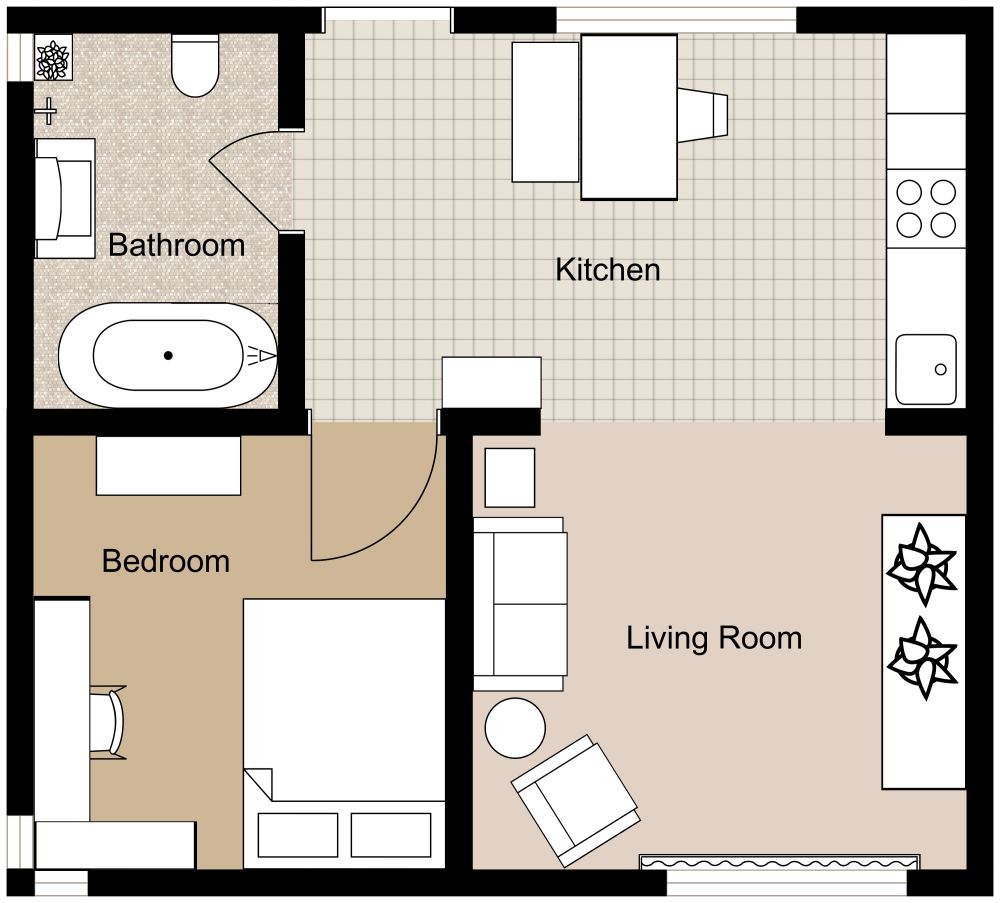 1 Bedroom Condominium 2D Floor Plan