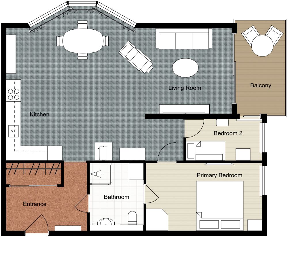 2 Bedroom Condo 2D Floor Plan