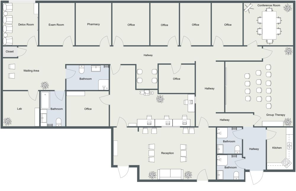 Large Office 2D Floor Plan