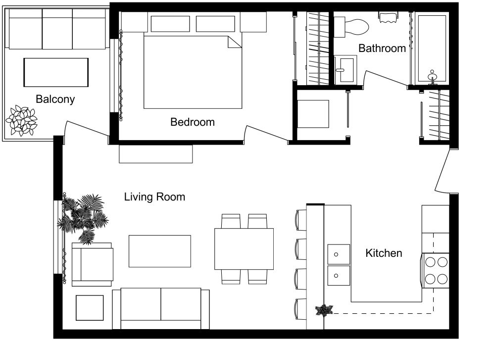 Small Condominium 2D Floor Plan​