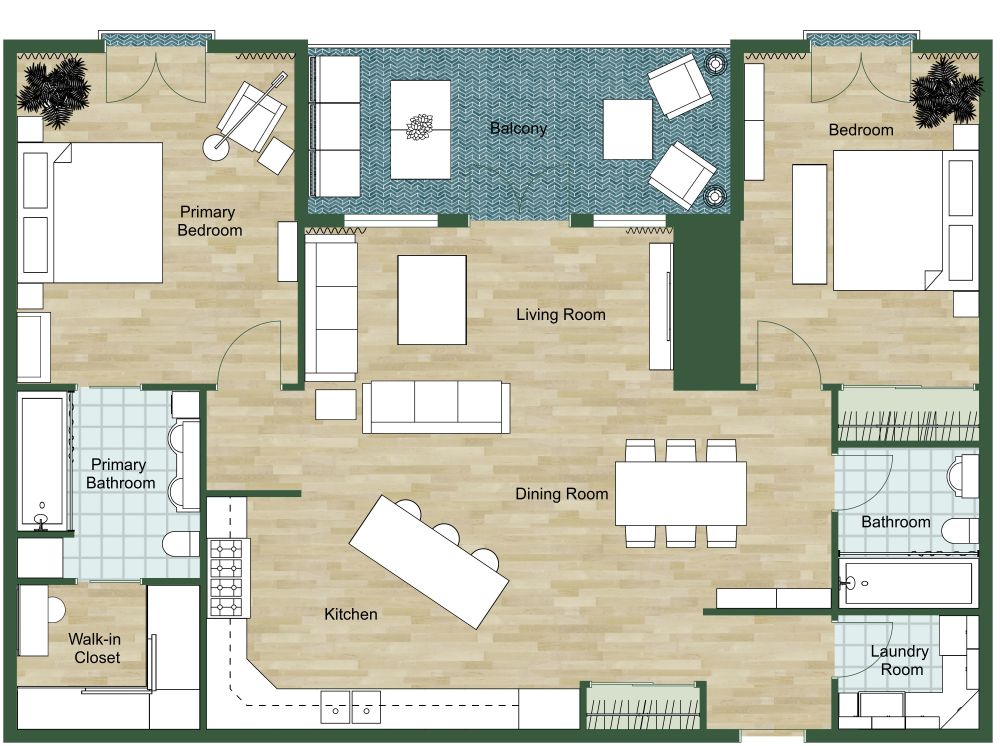2 Bedroom Condo Unit 2D Floor Plan​