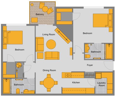 1000 sq ft Condo Floor Plan