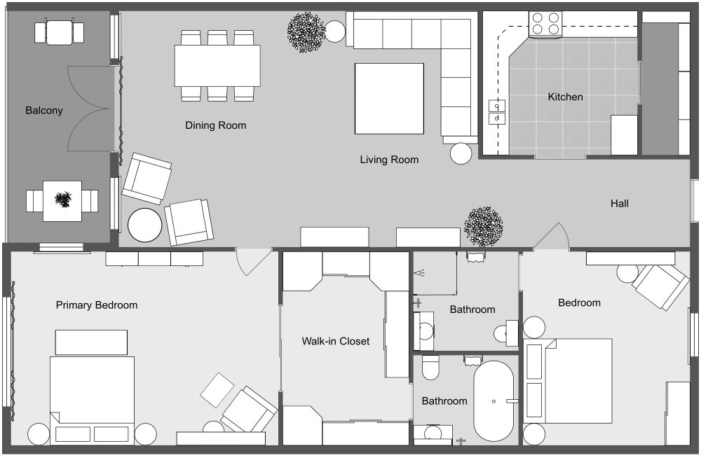 1500 sq ft Condo 2D Floor Plan
