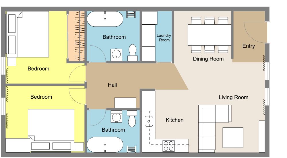 800 sq ft Condo 2D Floor Plan​