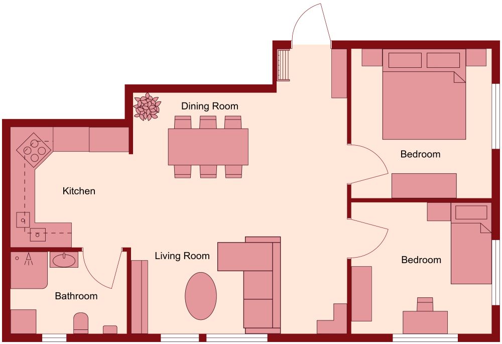 Small 2 Bedroom Condo 2D Floor Plan