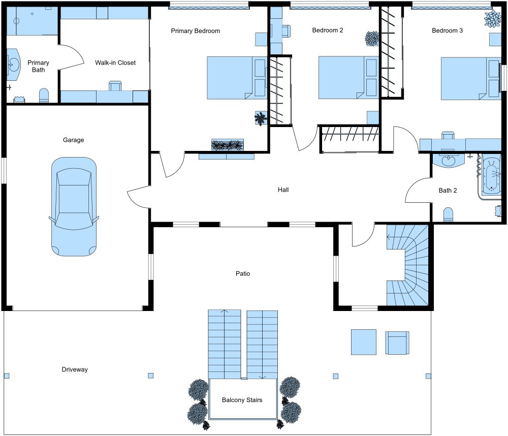 Reverse 2D Floor Plan Beach House