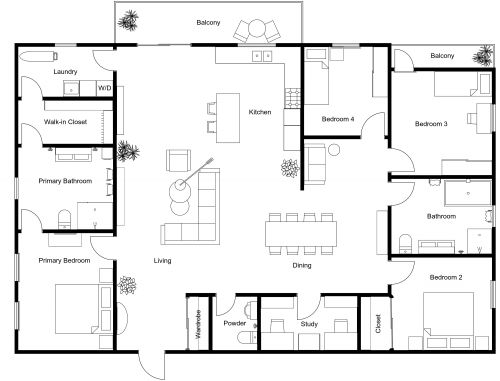 2000 sq ft Apartment Plan