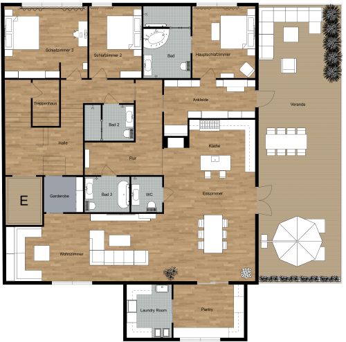 Luxuriöse Wohnung mit 3 Schlafzimmern
