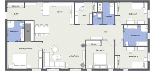 Space Efficient Layout with 4 Bedrooms