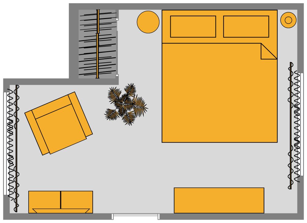 Gelbes Hauptschlafzimmer 2D Grundrisse