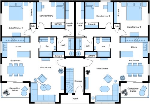Zweistöckiges Vierfamilienhaus