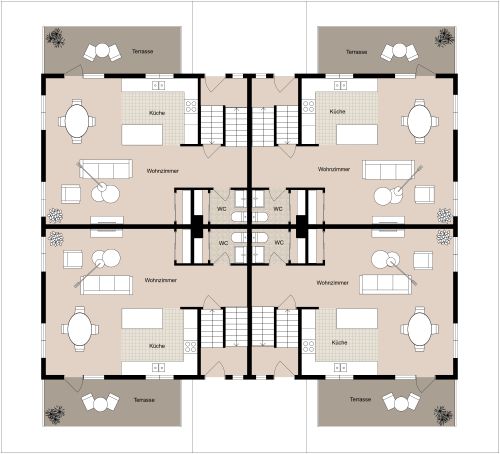 Mehrfamilienhaus-Grundriss