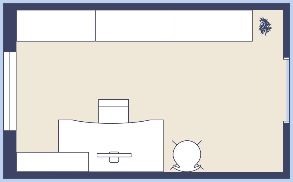 2D Floor Plan of  a Chic Home Office