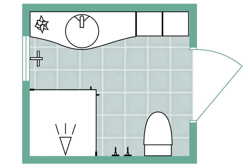 2d Contemporary Bathroom Square Layout