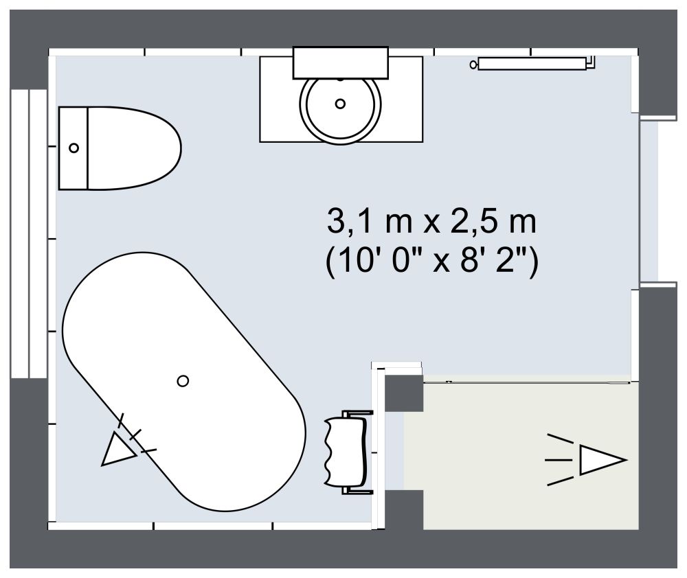 Full Bathroom Design 2D Floor Plan Shabby-Chic 