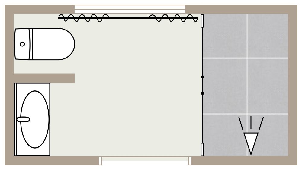2D Floor Plan Rectangle Bathroom With Transitional Décor