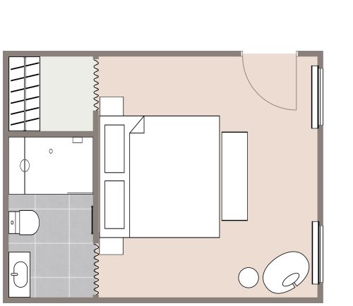 Neutral Color Hotel Room Floor Plan