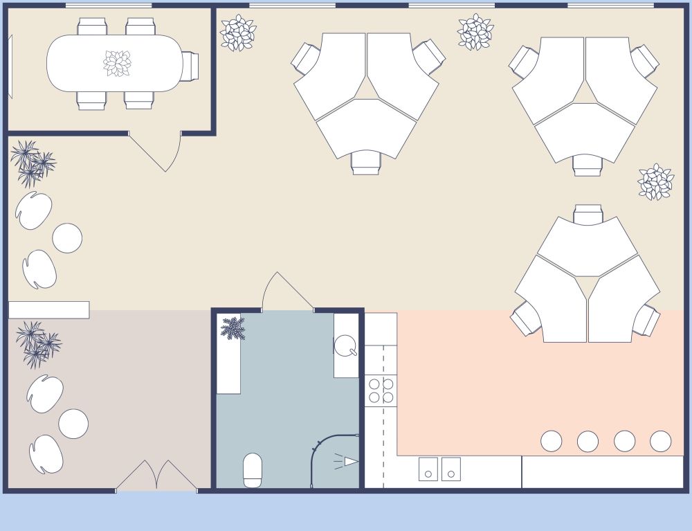 Stylish Small Office with Open 2D Layout