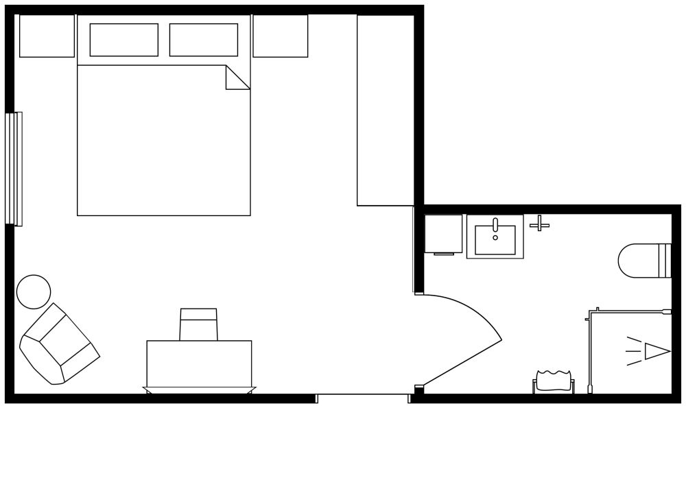 2D Floor Plan Scandinavian Style Hotel Room Décor