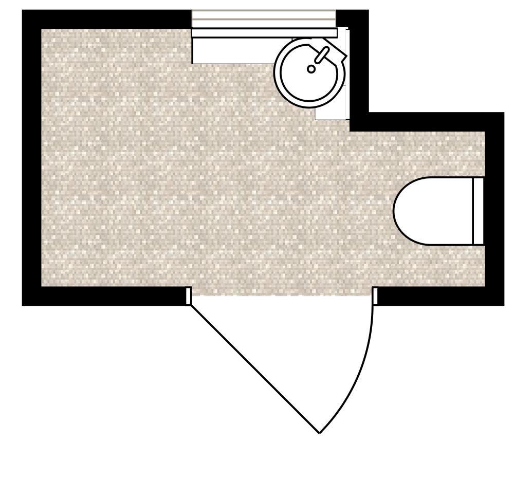 Powder Room Idea with Wallpaper 2D Layout