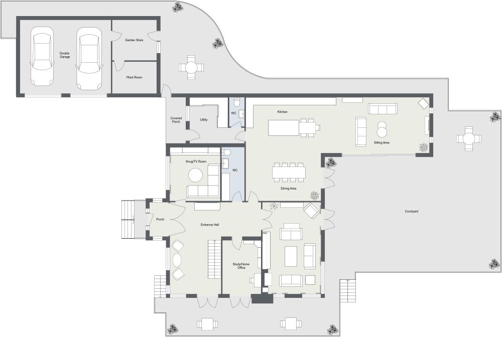 Large 2 Story House With 4 Bedrooms 2D Floor Plan