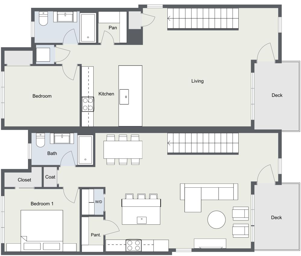 3 Story Duplex 2D First Floor Plan