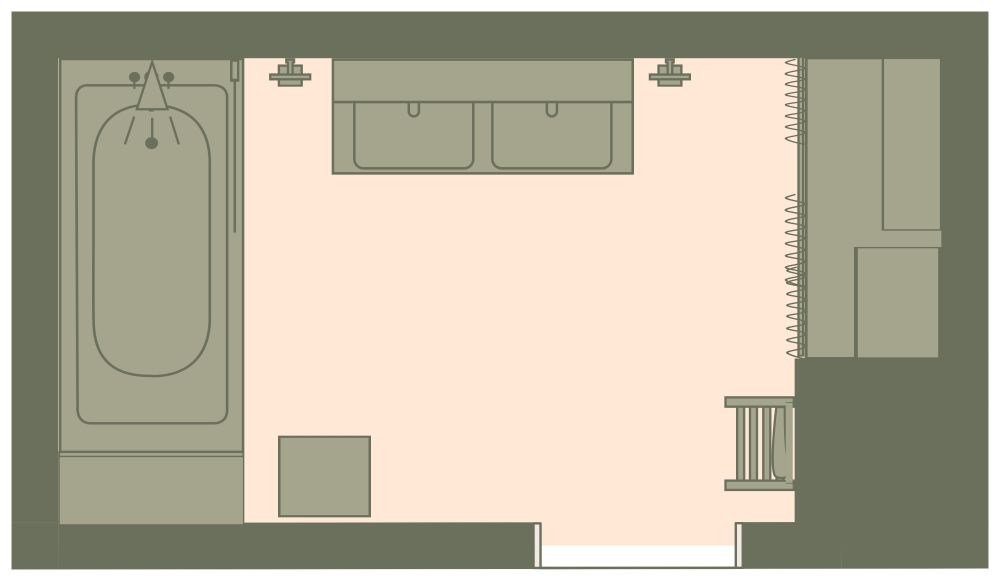 Rustic Bathroom Style With W/D 2D Floor Plan