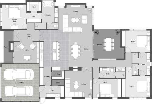 4 Bedroom Home With Large Kitchen Island