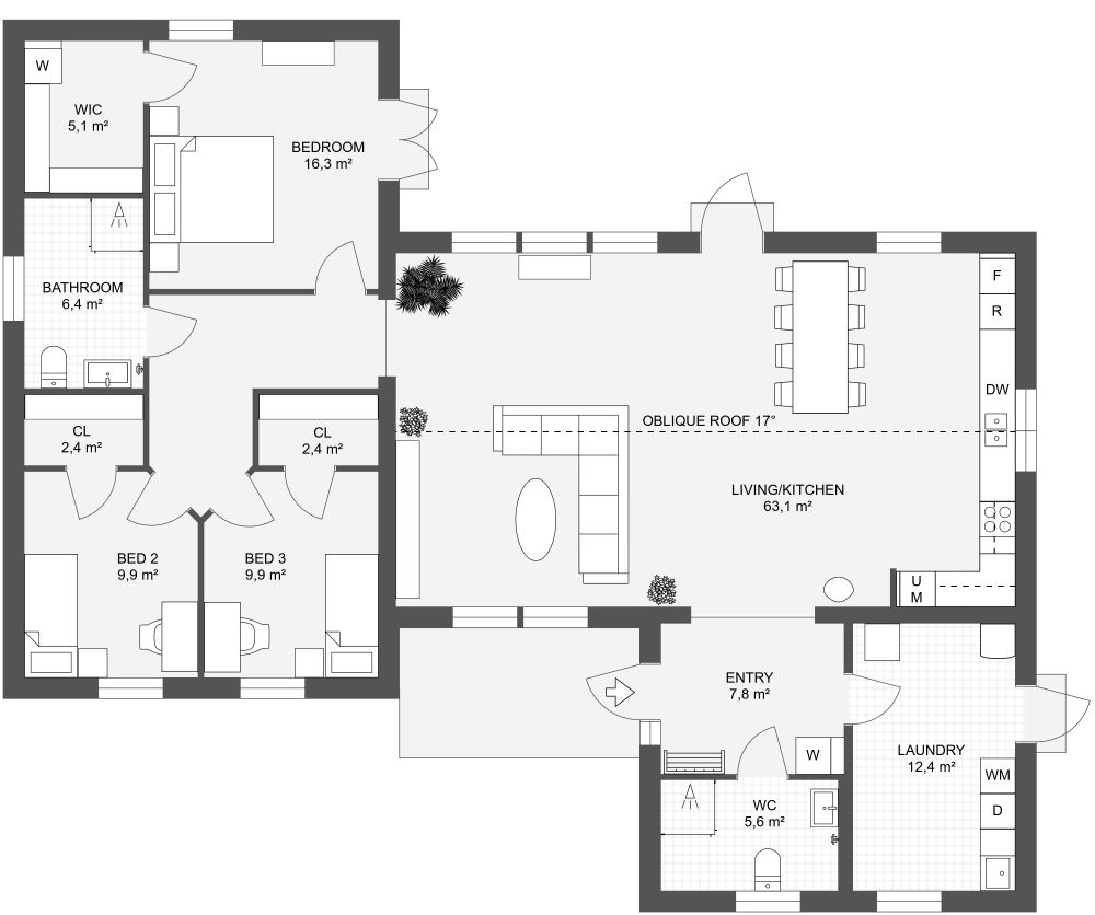 Villa Fridfull 158 2D Floor Plan