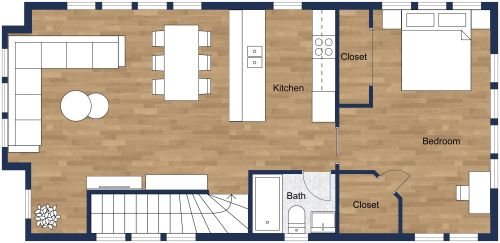 Single Garage Apartment Plan With One Bedroom