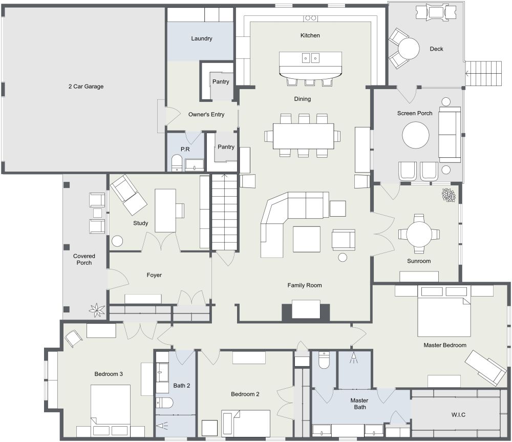 Large 2 Bedroom Home With Double Garage 2D Floor Plan