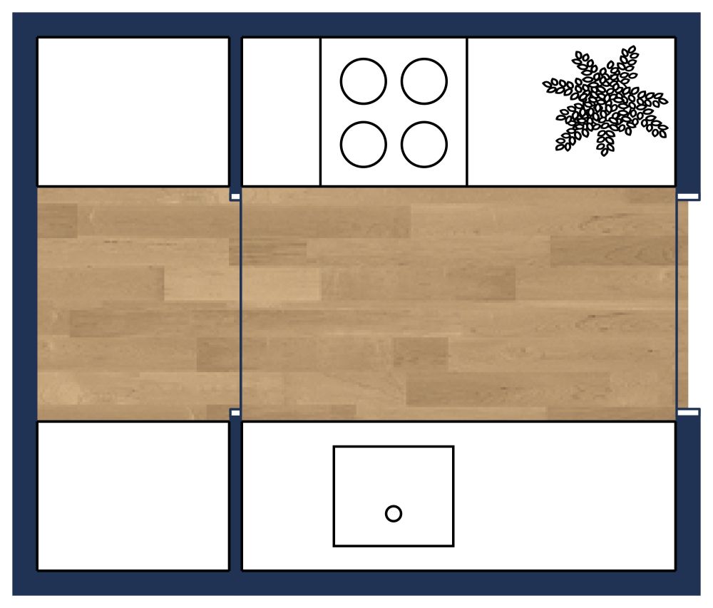 Small Galley Kitchen Design 2D Floor Plan