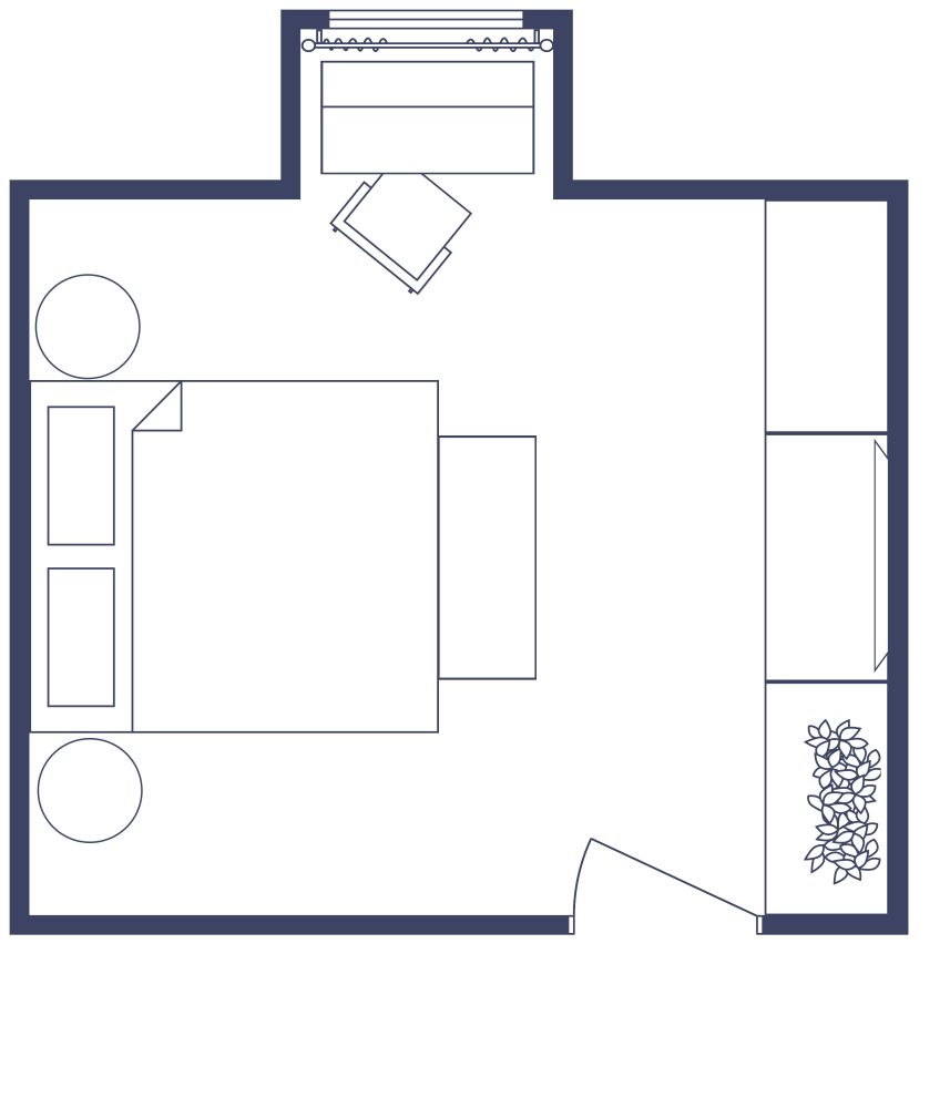 Colorful Primary Bedroom 2D Floor Plan