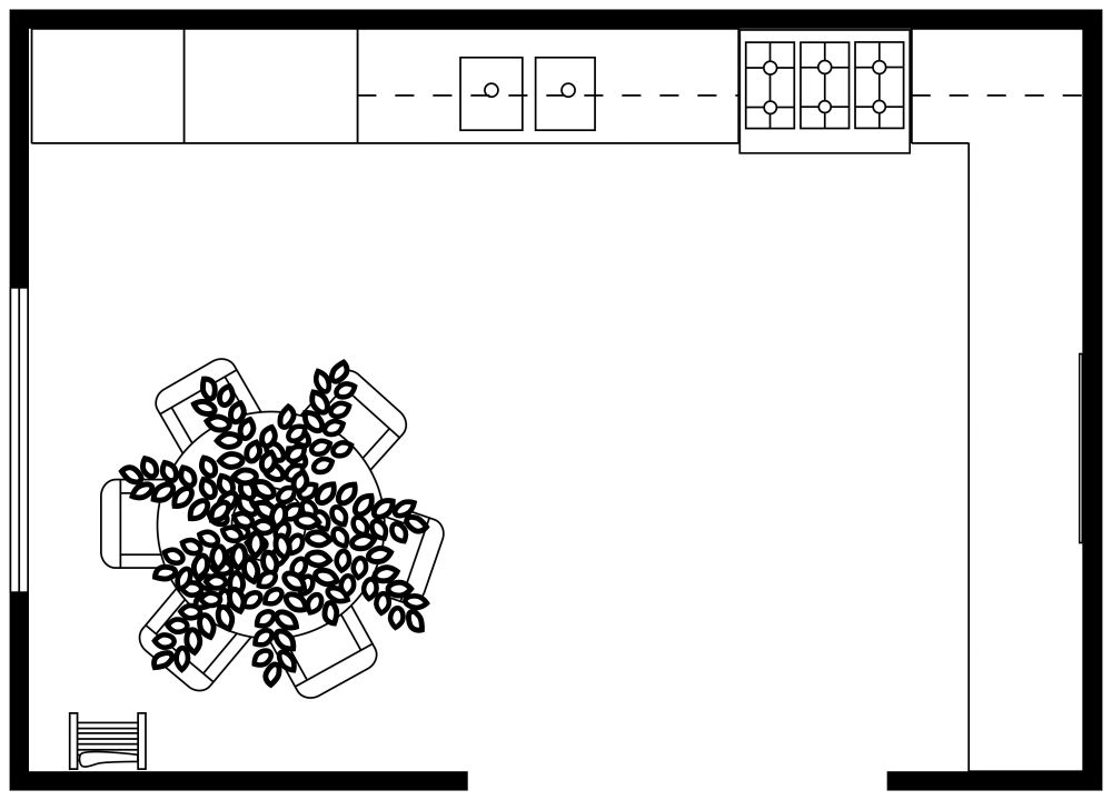 L-Shaped Kitchen 2D Floor Plan
