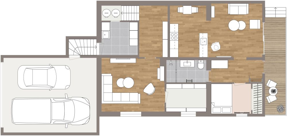 3 Story 5 Bedroom Layout 2D, Basement