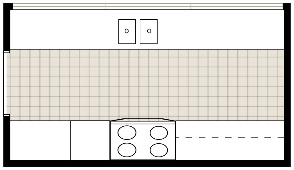 Modern Galley Kitchen 2D Floor Plan