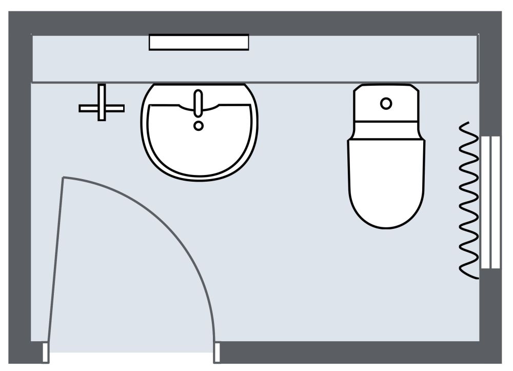 Grundriss für die traditionelle Gästetoilette 2D Grundrisse