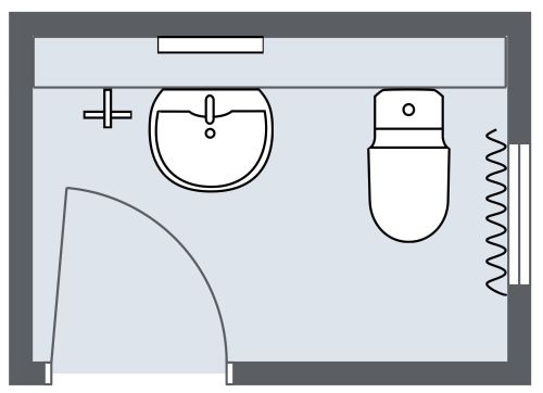 Grundriss für die traditionelle Gästetoilette