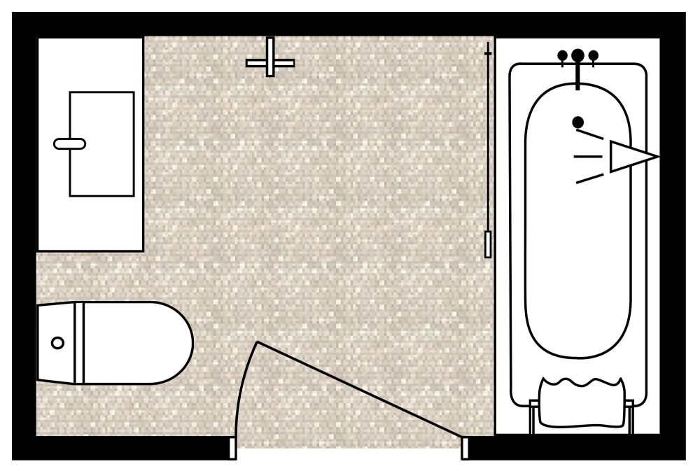 Grundriss für ein kleines modernes Badezimmer 2D Grundrisse