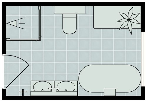 Rechteckiges Badezimmer mit Waschmaschine und Trockner