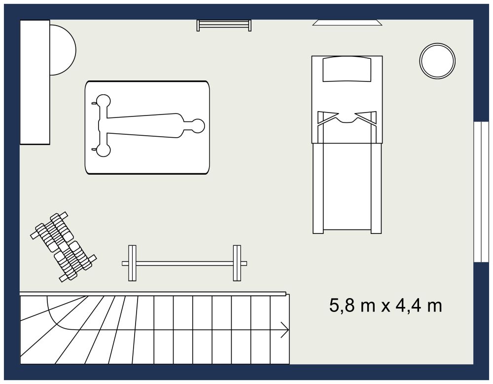 Grundriss-Idee für ein kleines Fitnessraum 2D Grundrisse
