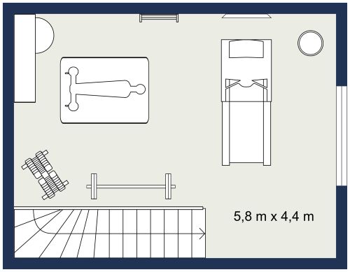 Grundriss-Idee für ein kleines Fitnessraum