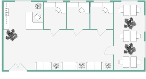 Großraumbüro im Industriestil