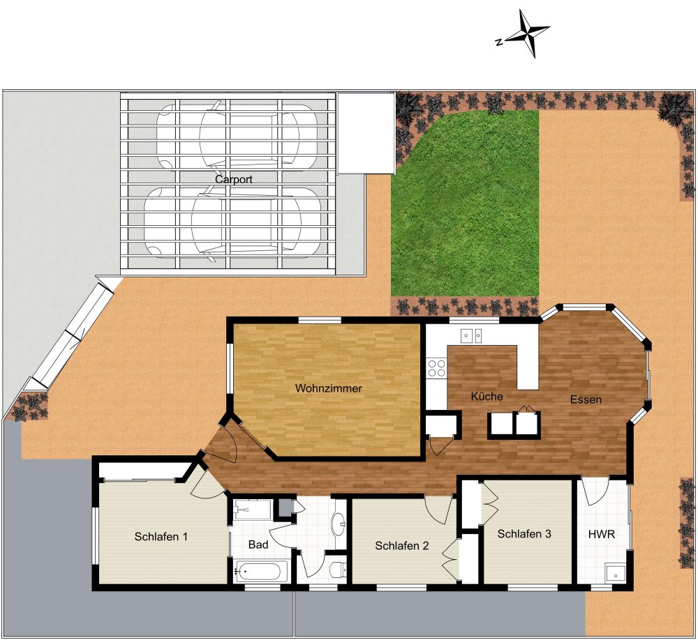 Lageplan mit Carport 2D Grundrisse