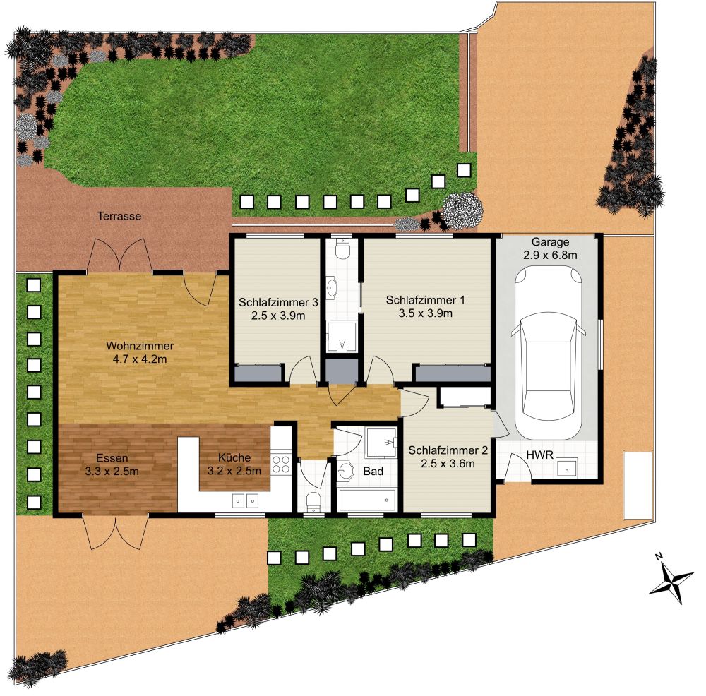 Grundstücksplan für einen großen Wohnsitz 2D Grundrisse